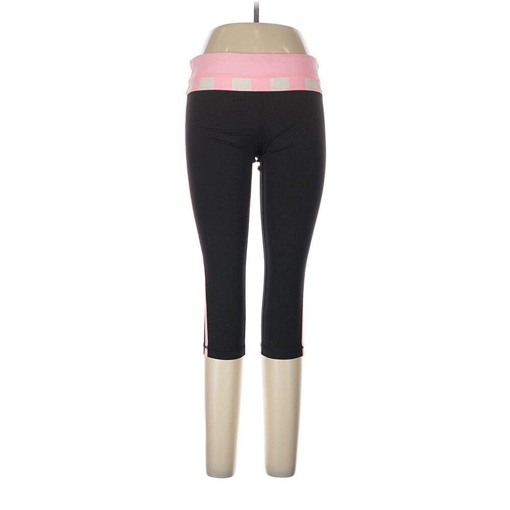 Lululemon Black Pink Cropped Capri Leggings Color Block Size 12 - Picture 3 of 7